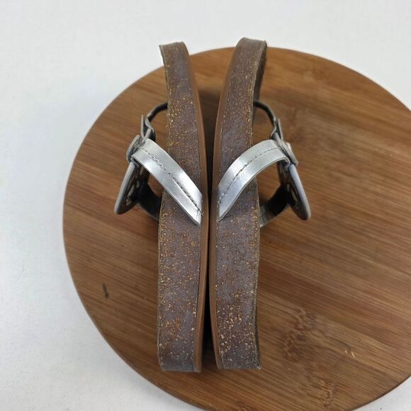 Tory Burch Miller Cloud Leather Metalic Silver Logo Sandals Sz 8 M - Picture 8 of 10